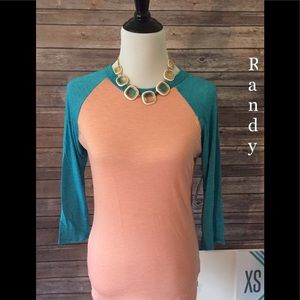 NWT LuLaRoe Ladies Randy Shirt  XS Turquoise/Coral